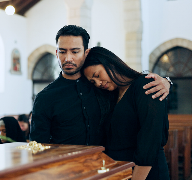 mourners at a chapel