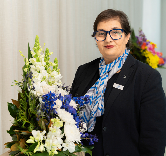 funeral director helping family