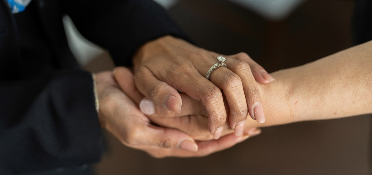 two hands touching